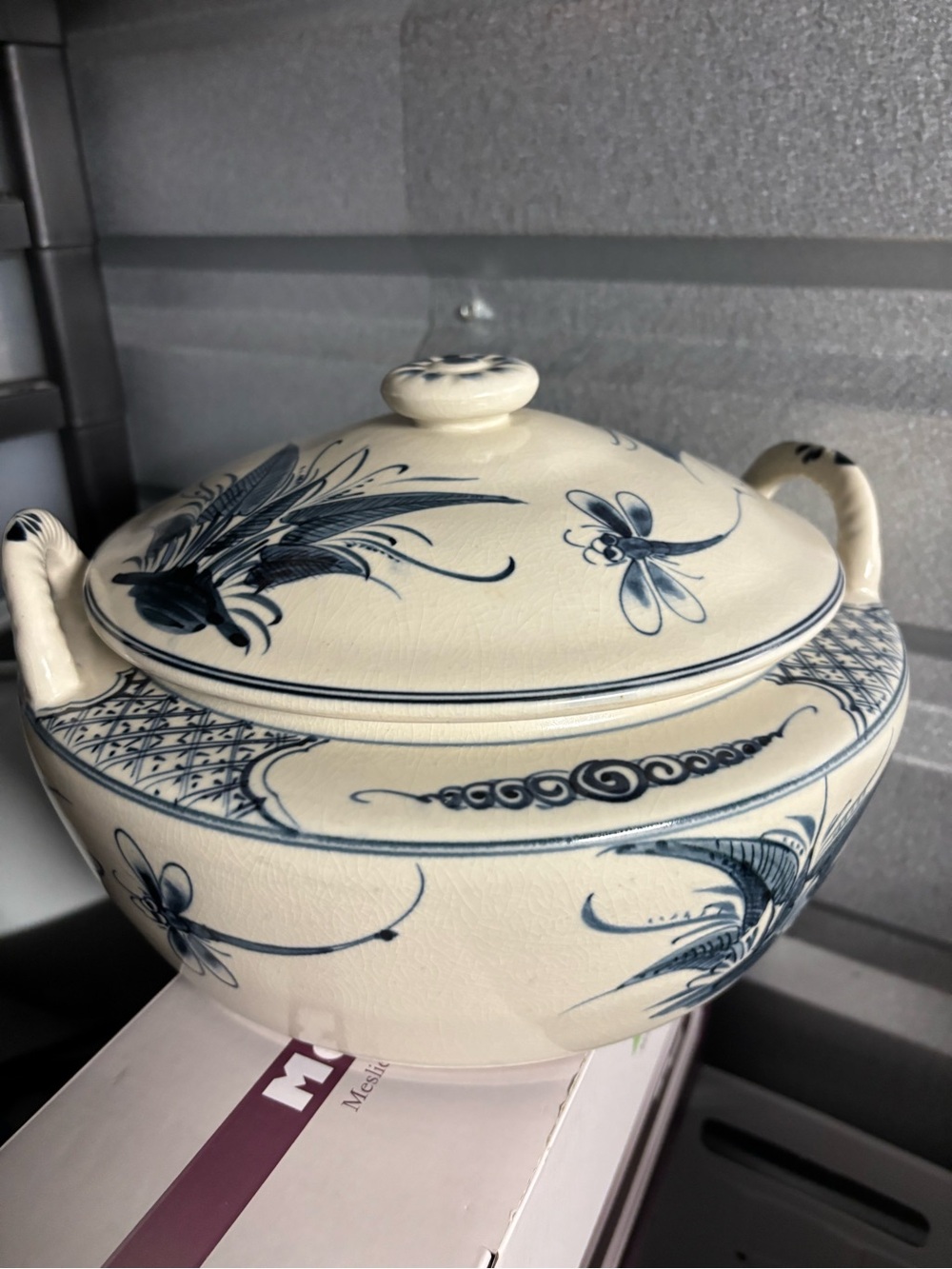 Blue Floral Ceramic Lidded Soup Tureen